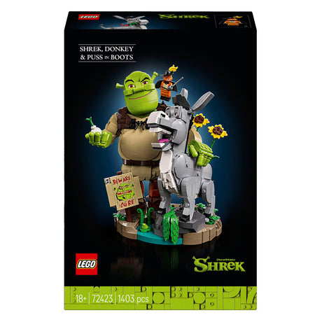 Lego shrek: shrek, ezel en de gelaarsde kat film bouwpakket voor volwassenen en decoratie 72423