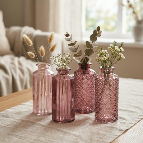 Boltze Home Vase rosa 4-teiliges Set ø6cm