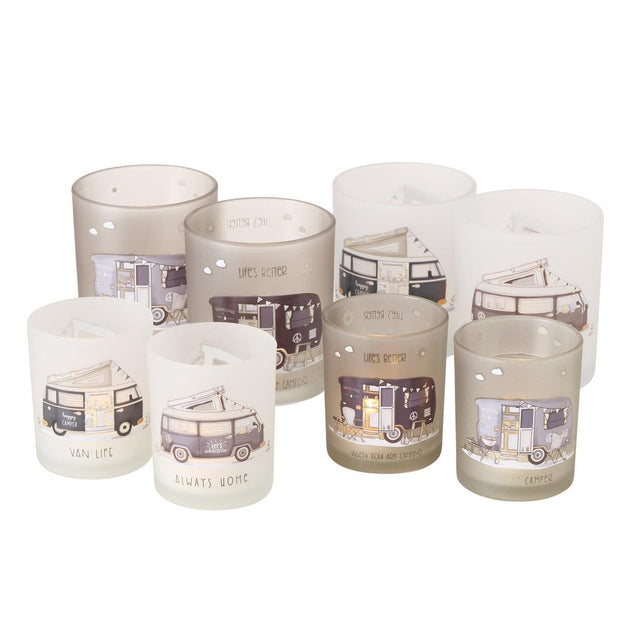 Boltze Home Teelichthalter Glas Vanlife-2-teiliges Set groß und klein