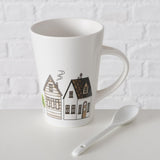 Boltze Home Becher mit Hausmotiv inklusive Löffel 330ml