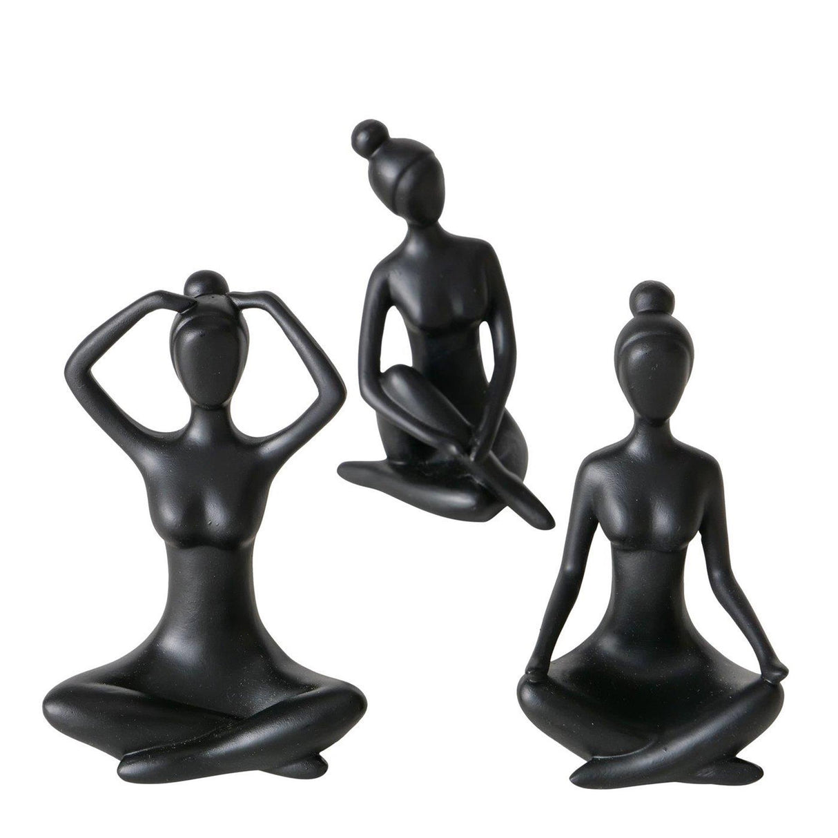 Boltze Home Statue Yoga Frau aus schwarzer Keramik H10cm