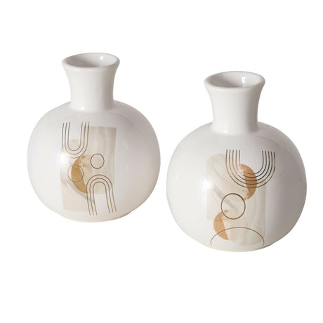 Boltze Home Vase 'Ronami' Dolomit Ø14x17cm 2-fach weiß sortiert