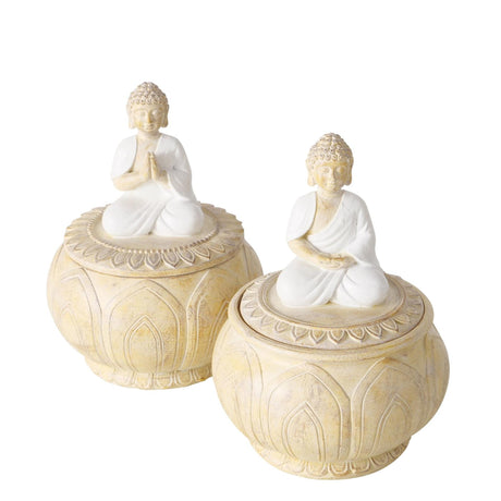 Boltze Home Vorratsdose 'Jamory' Polyresin Ø10x14cm gebrochenes Weiß 2-fach sortiert