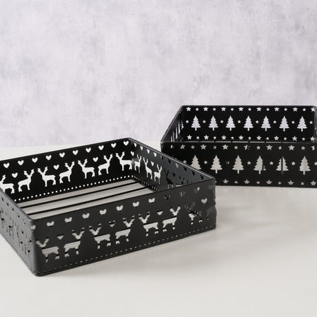 Boltze Home Serviettenhalter aus schwarzem Metall mit Weihnachtsdekor