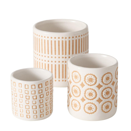 Boltze Home Blumentopf-Set 'Idale' 3-teilig Dolomit Ø9x10cm, Ø7x7cm, Ø11x12cm