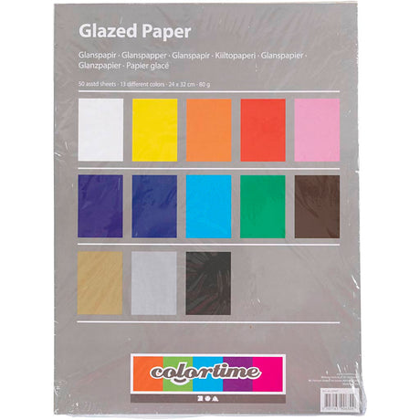 Glanzpapier der Firma Creativ, Blatt 24x32 cm, 80 g, verschiedene Farben, 50 Blatt 1 Karton