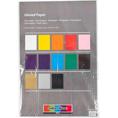 Creativ Company Glanzpapier, Blatt 32x48 cm, 80 g, verschiedene Farben, 100 Blatt 1 Karton