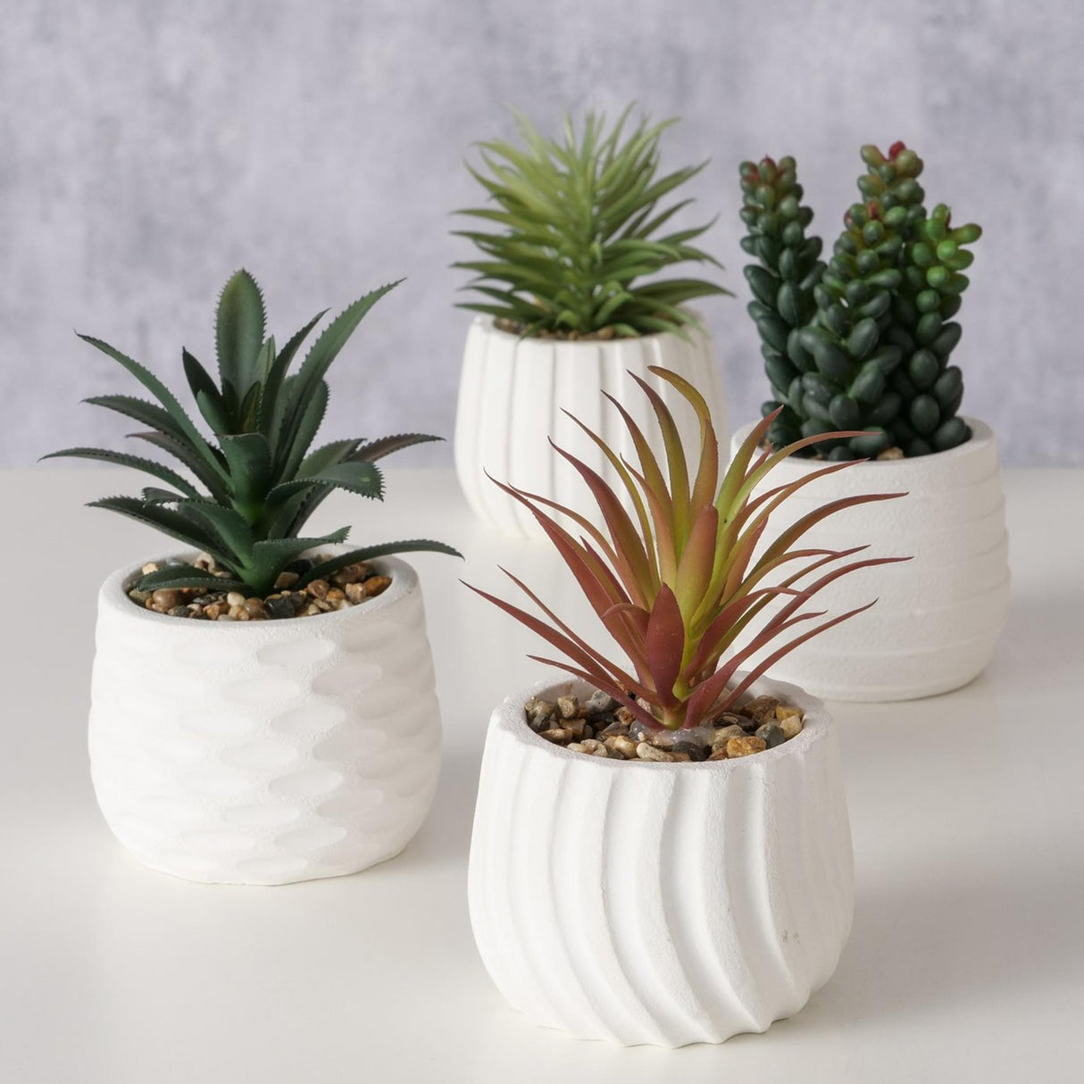 Boltze Home Kunstpflanze im weißen Topf H14cm