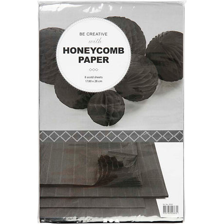 Creativ Company Mundharmonikapapier, Blatt 28x17,8 cm, schwarz, 8 Blatt 1 Box