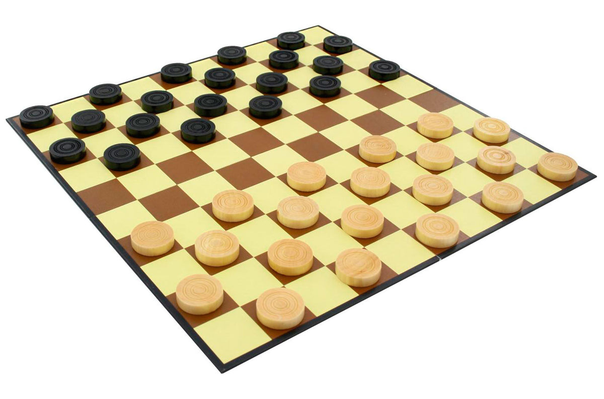 Jumbo-Checker 1 Karton-Schachbrett mit 40 Holz-Checkern