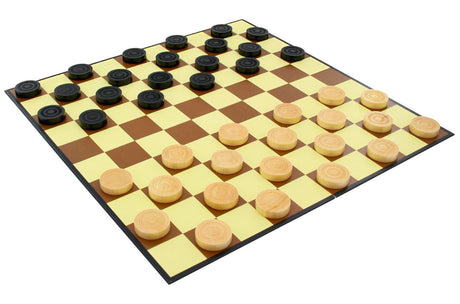 Jumbo-Checker 1 Karton-Schachbrett mit 40 Holz-Checkern