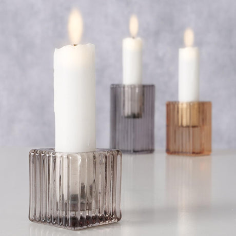 Boltze Home Kerzenständer Glas 3-teiliges Set H4-8cm