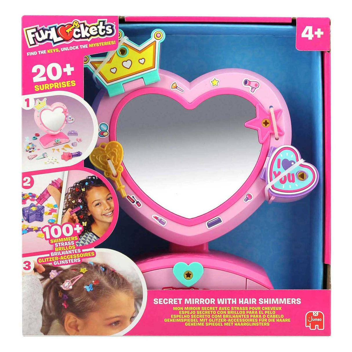 Jumbo Funlockets Geheimspiegel mit Haarglitzer | 2 Stk