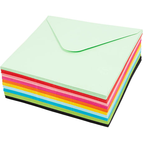 Farbige Umschläge der Firma Creativ, Umschlaggröße 16x16 cm, 80 gr, verschiedene Farben, 10x10 Stück 1 Karton