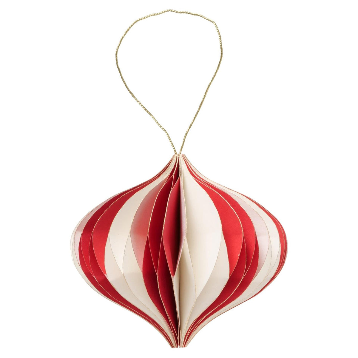 Boltze Home Weihnachtskugel Yorki Papier oval H8,9xã˜10,2cm matt rot weiß