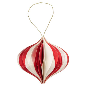 Boltze Home Weihnachtskugel Yorki Papier oval H8,9xã˜10,2cm matt rot weiß