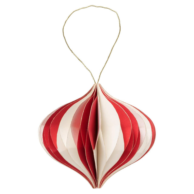 Boltze Home Weihnachtskugel Yorki Papier oval H8,9xã˜10,2cm matt rot weiß