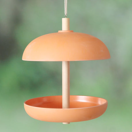 Boltze Home Vogelhäuschen Giardino Dia21x29cm 200ml Bambus, Polyresin und Jute Orange