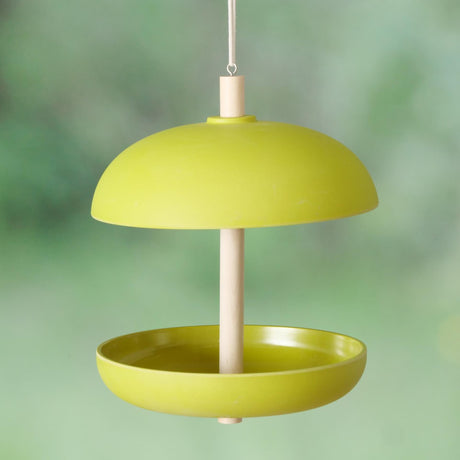 Boltze Home Vogelfutterhaus Giardino Dia21x29cm 200ml Bambus, Polyresin und Jutegrün