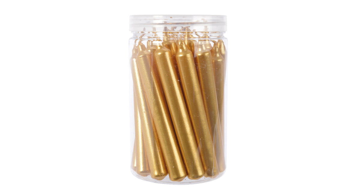 Koker 22st kerstboomkaars dinner metallic goud d1,3 h10,5cm