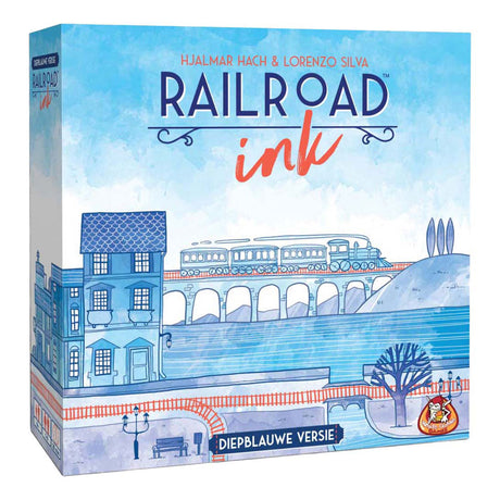 White Goblin Games Railroad Ink – Würfelspiel in tiefblauer Version
