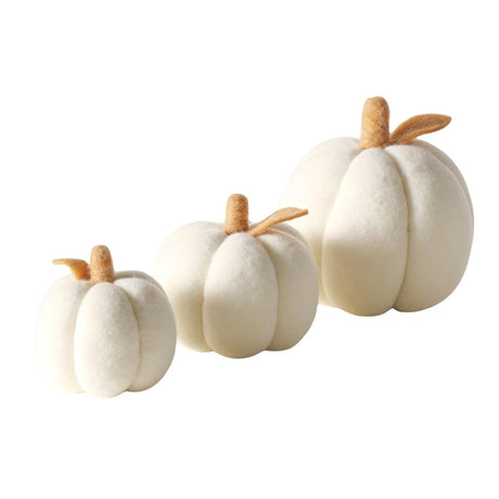 Boltze home decoratieve pompoen tikva 3-delig h11-17cm wol polyester effen crã¨mewit