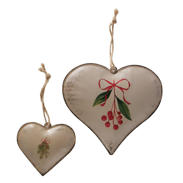 Boltze Wohndeko-Anhänger Herz Noelle, 2er-Set, L9,5–17 cm, B1,8–2,3 cm, H9,5–16,5 cm