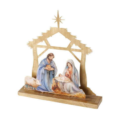 Boltze Home Weihnachtsszene Navitty Mangoholz Metall 30,5x6,5x32,5cm