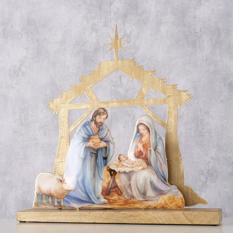 Boltze Home Weihnachtsszene Navitty Mangoholz Metall 30,5x6,5x32,5cm