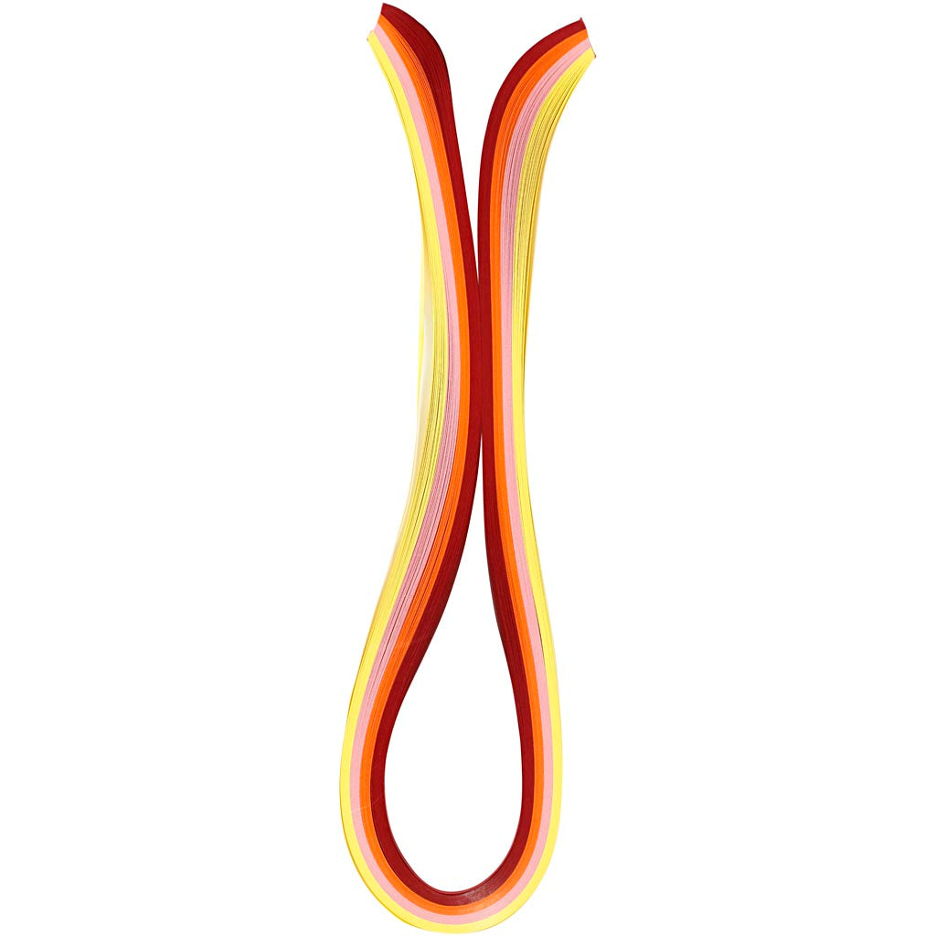 Creativ Company Quilling-Streifen, L: 78 cm, B: 5 mm, 120 g, Orange, Pink, Rot, Gelb, 100 Stück 1 Box