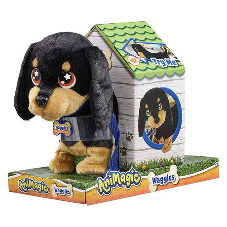 Goliath Animagic Wackeltier Kuscheltier Hund – Schwarz – Interaktives Kuscheltier – Gehen und kommunizieren Sie mit Wackeln