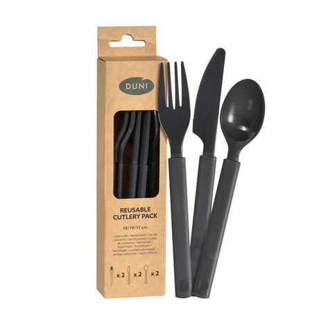 Duni Kunststoffbesteckset 6-teilig Granit wiederverwendbar (2x Messer, 2x Gabel, 2x Löffel)