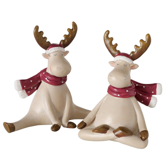 Boltze home figuur bounti hert h12,5cm kunstharsr wt roodwit 2 assorti