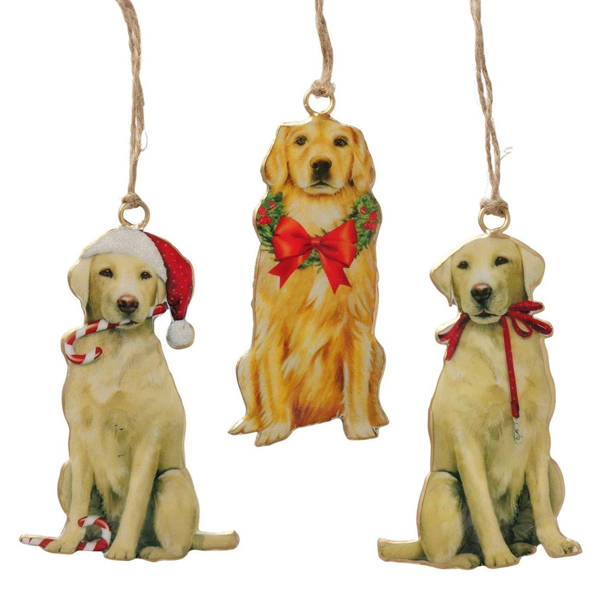 Boltze home kersthanger hond goldie h11cm glans beigerood 3 assorti