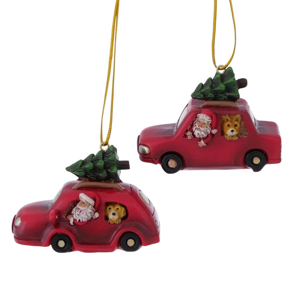 Boltze home kersthanger auto hunter l7cm h5cm mat rood 2 assorti