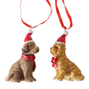 Boltze home kersthanger hond hubert l3cm h7,5cm mat bruinrood 2 ass