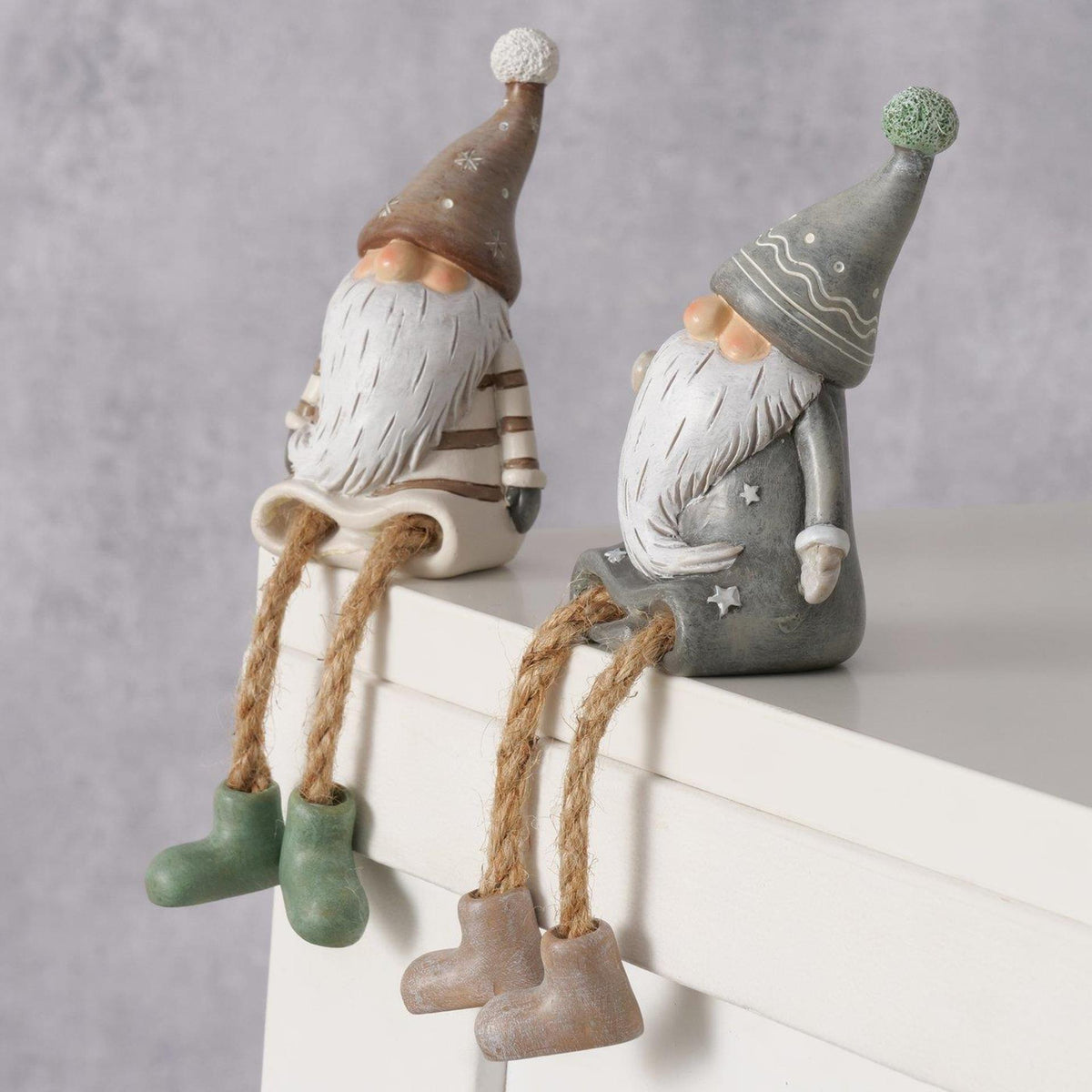 Boltze home bungelbeentjes kabouter willi h13cm kunsthars polyester bruin 2 assorti