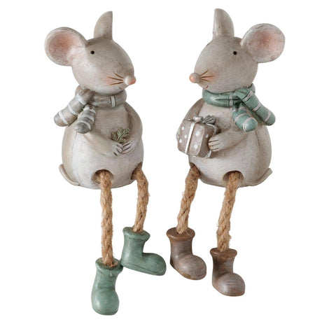 Boltze home bungelbeentjes muis mausi h16cm kunstharsbrnbruin 2 assorti