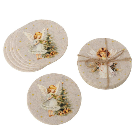 Boltze home onderzetter clara 6-delig d10cm polyester beige 2 assorti