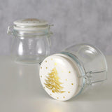 Boltze home voorraadpot stella 450 ml h11,5cm glas transparant wit 2 assorti