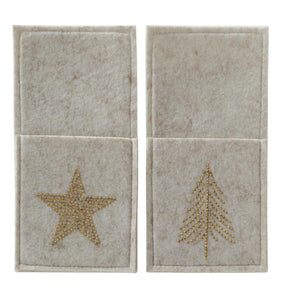 Boltze home bestekzakje glitza 10x20cm polyester beige goud 2 assorti