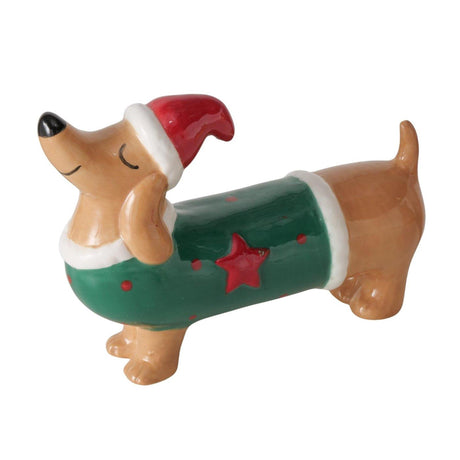 Boltze home figuur hond maltipu h10cm steengoed bruin groen rood