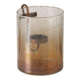 Boltze home windlicht gradera met waxinelichthouder rond h16cm ijzer gls gelakt bruingrijs