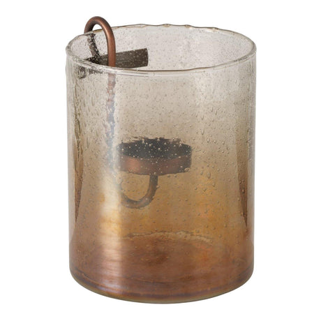 Boltze home windlicht gradera met waxinelichthouder rond h16cm ijzer gls gelakt bruingrijs