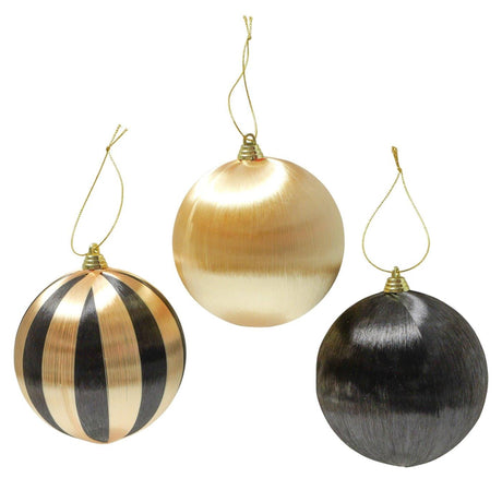 Boltze home kerstbal satino ø10cm polystyreen polyester goud zwart 3 assorti