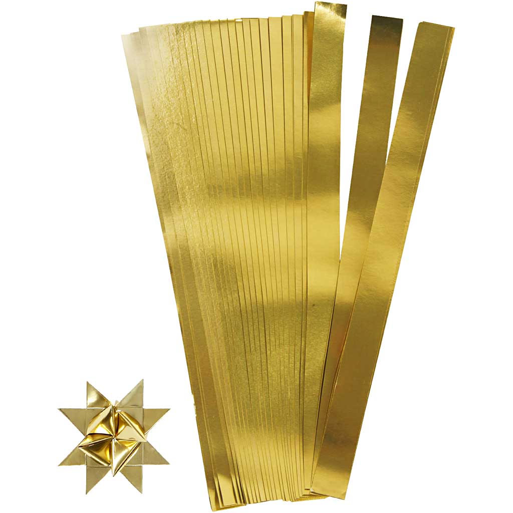 Creativ Company Flechtstreifen, L: 45 cm, B: 15 mm, T 6,5 cm, Gold, 100 Streifen 1 Box