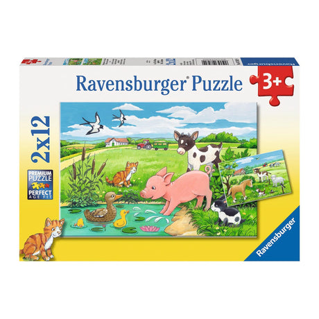 Ravensburger Puzzle Jungtiere im Grünen – 2x12 Teile – Kinderpuzzle