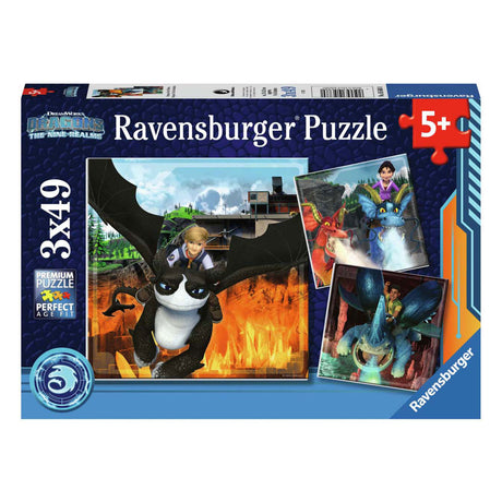 Ravensburger Dragons the Nine Realms Puzzle, 3x49 Teile.