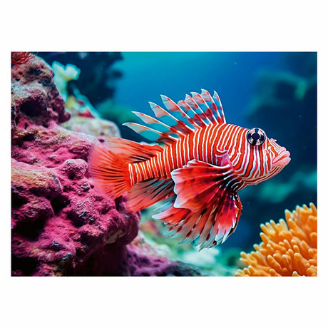 Markenloses Ravensburger-Puzzle, bunte Tiere, roter Feuerfisch, 500 Teile.