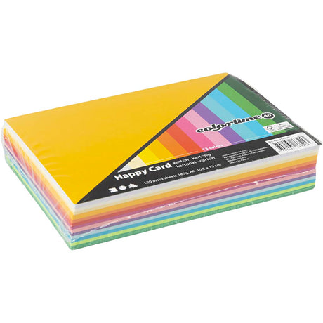 Colortime Frühlingskarton, A6, Blatt 105x148 mm, 180 gr, verschiedene Farben, 120 verschiedene Blätter 1 Karton